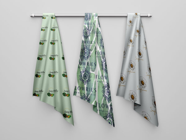 Custom printed scarves on hooks