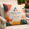 Outdoor custom printed cushion on a seat printed for a party event.