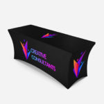 Corporate logo printed stretch lycra tablecloth