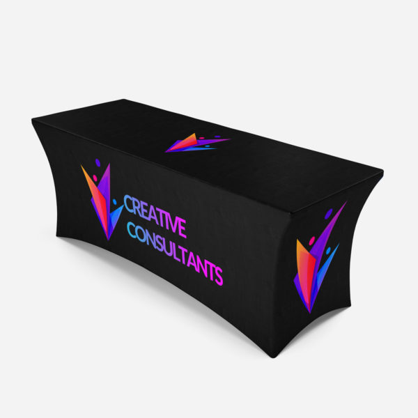 Corporate logo printed stretch lycra tablecloth