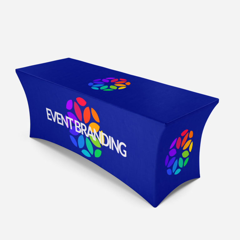 Branded Stretch Printed Tablecloth Angle View